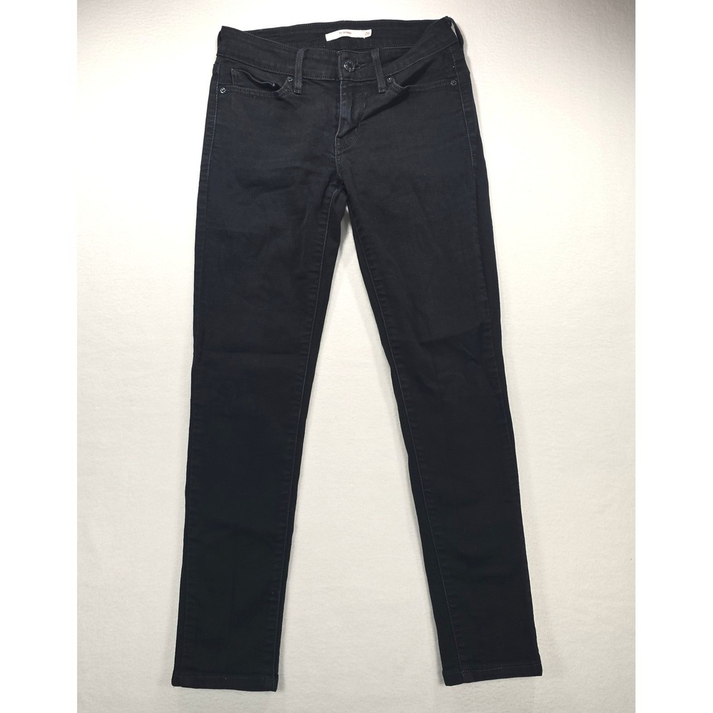 Levis 711 Skinny Jeans Womens 26 Black Mid Rise Denim Pants